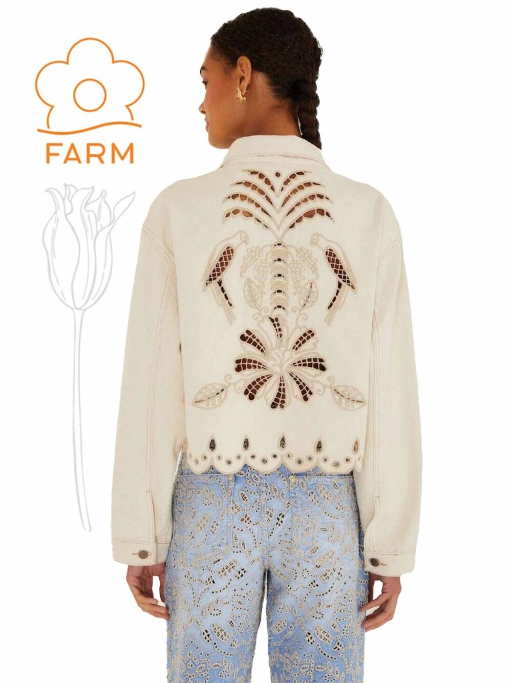 Farm RIO Beige Denim Canva Richelieu Jacket
